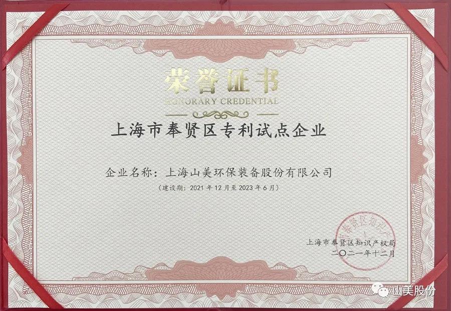 荣誉接踵而至，上海山美股份再获表彰：获评为上海市奉贤区试点企业